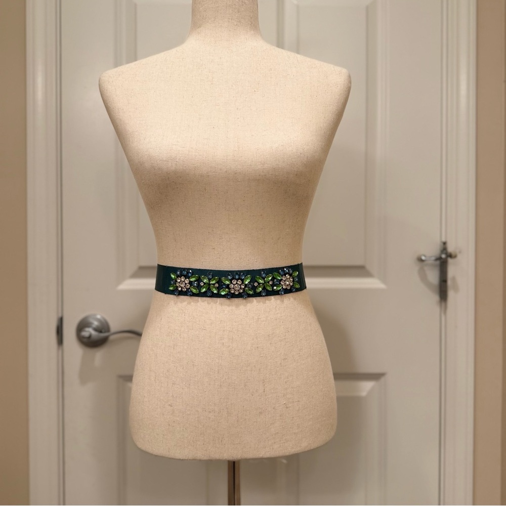 Pennyblack by Max Mara Green Belt with Rhinestones Size: Small Spring/ Summer - Picture 7 of 12
